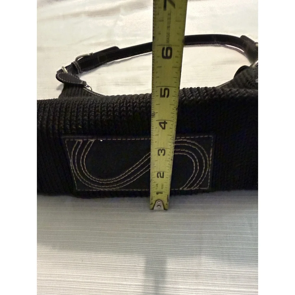 The Sak Black Crochet Shoulder Bag Y2K Hobo Handbag Adjustable Leather Strap